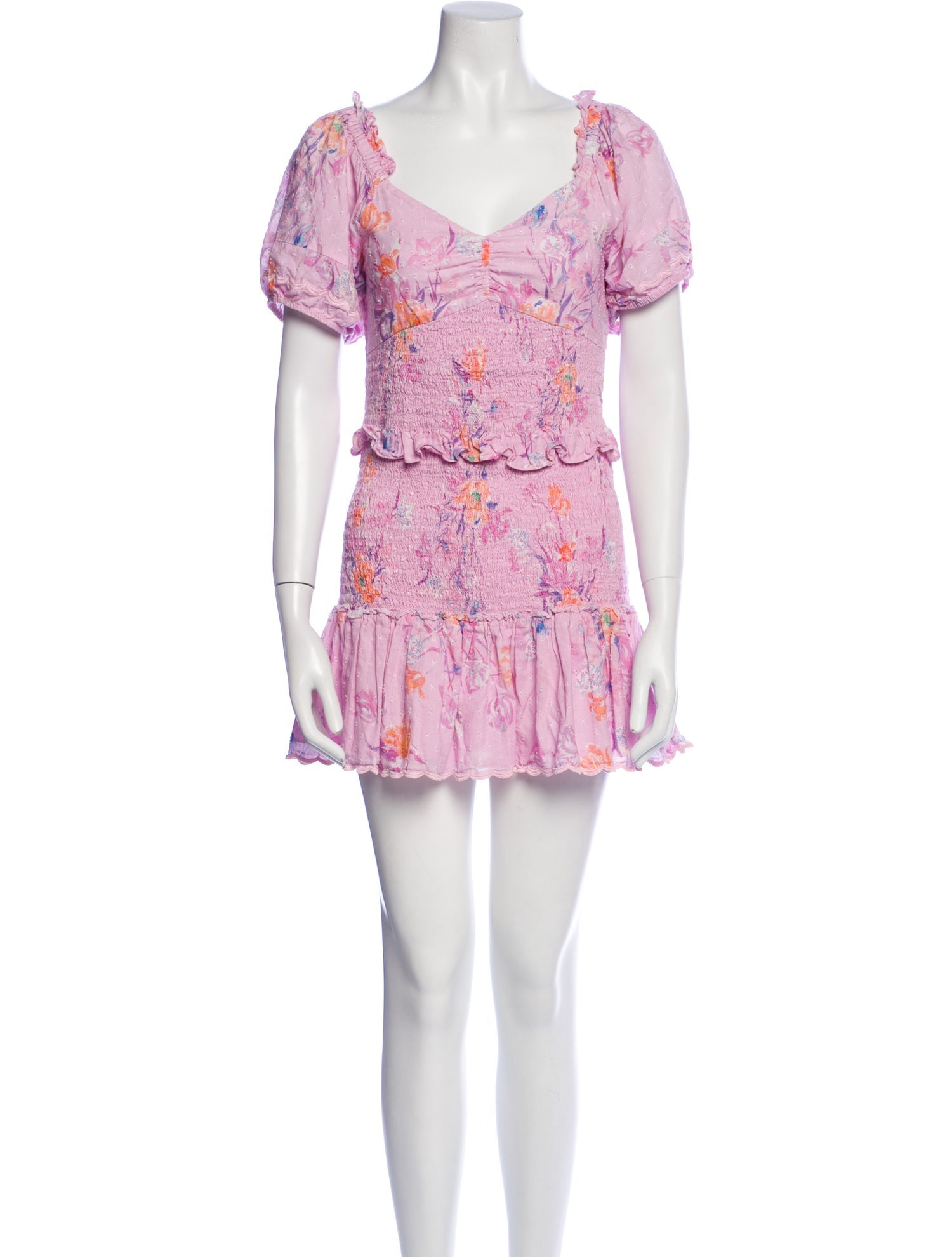 LoveShackFancy Floral Print Mini Dress