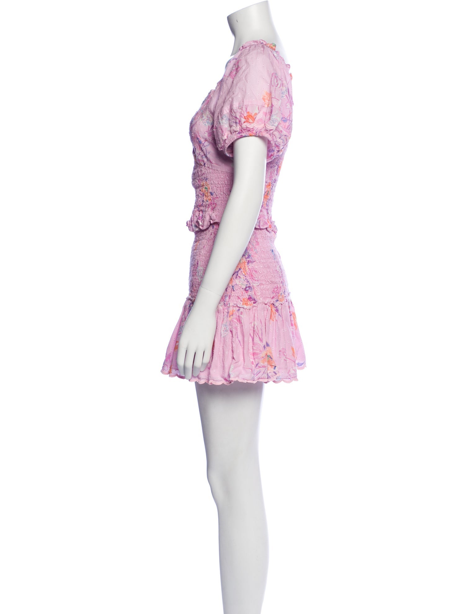 LoveShackFancy Floral Print Mini Dress