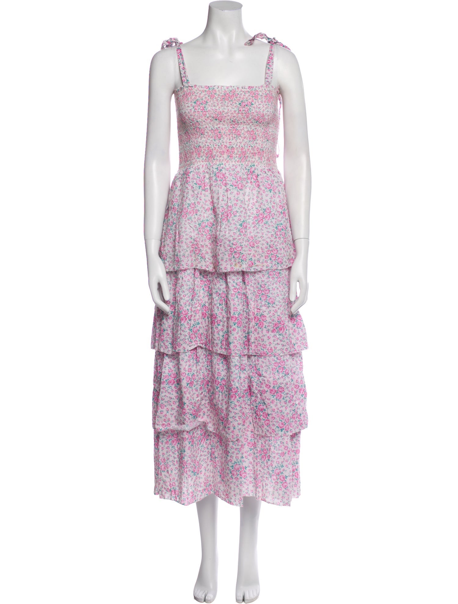 LoveShackFancy Floral Print Long Dress