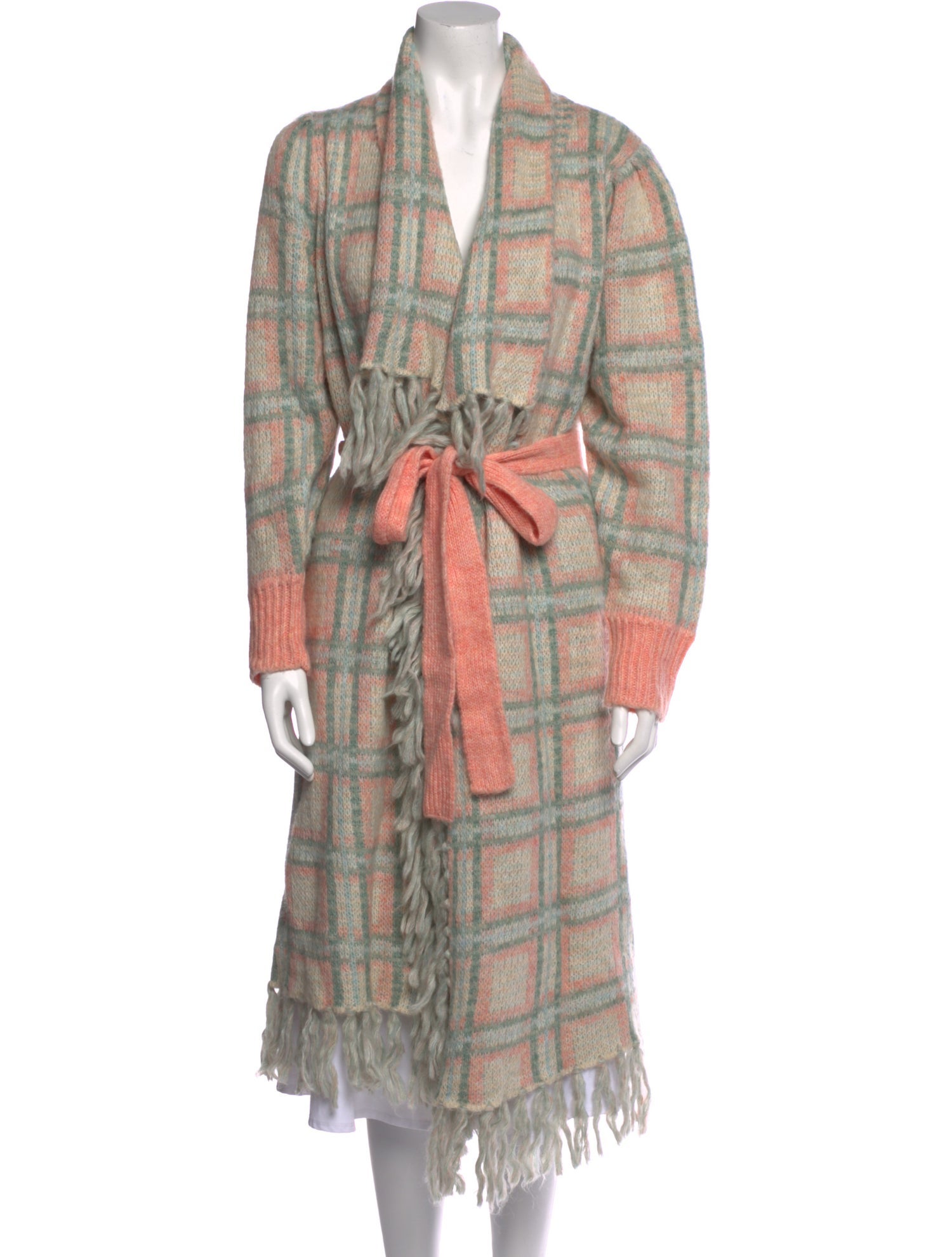 LoveShackFancy Plaid Print V-Neck Sweater