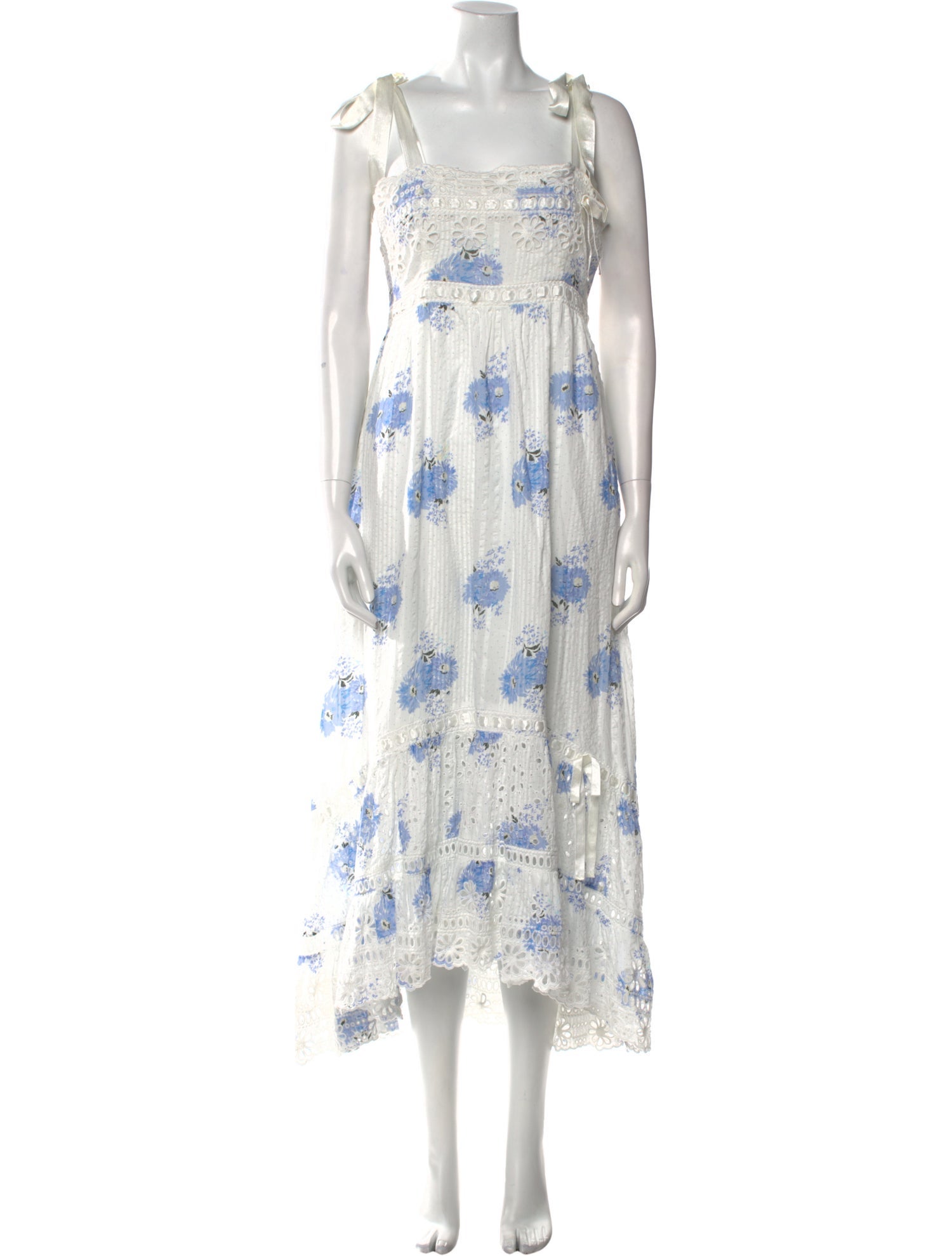 LoveShackFancy Floral Print Midi Length Dress