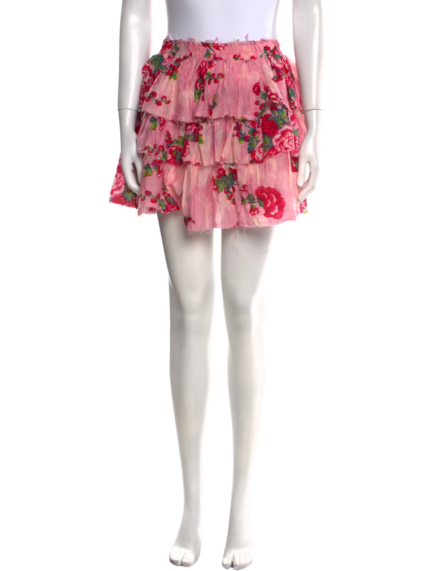 LoveShackFancy Floral Print Mini Skirt