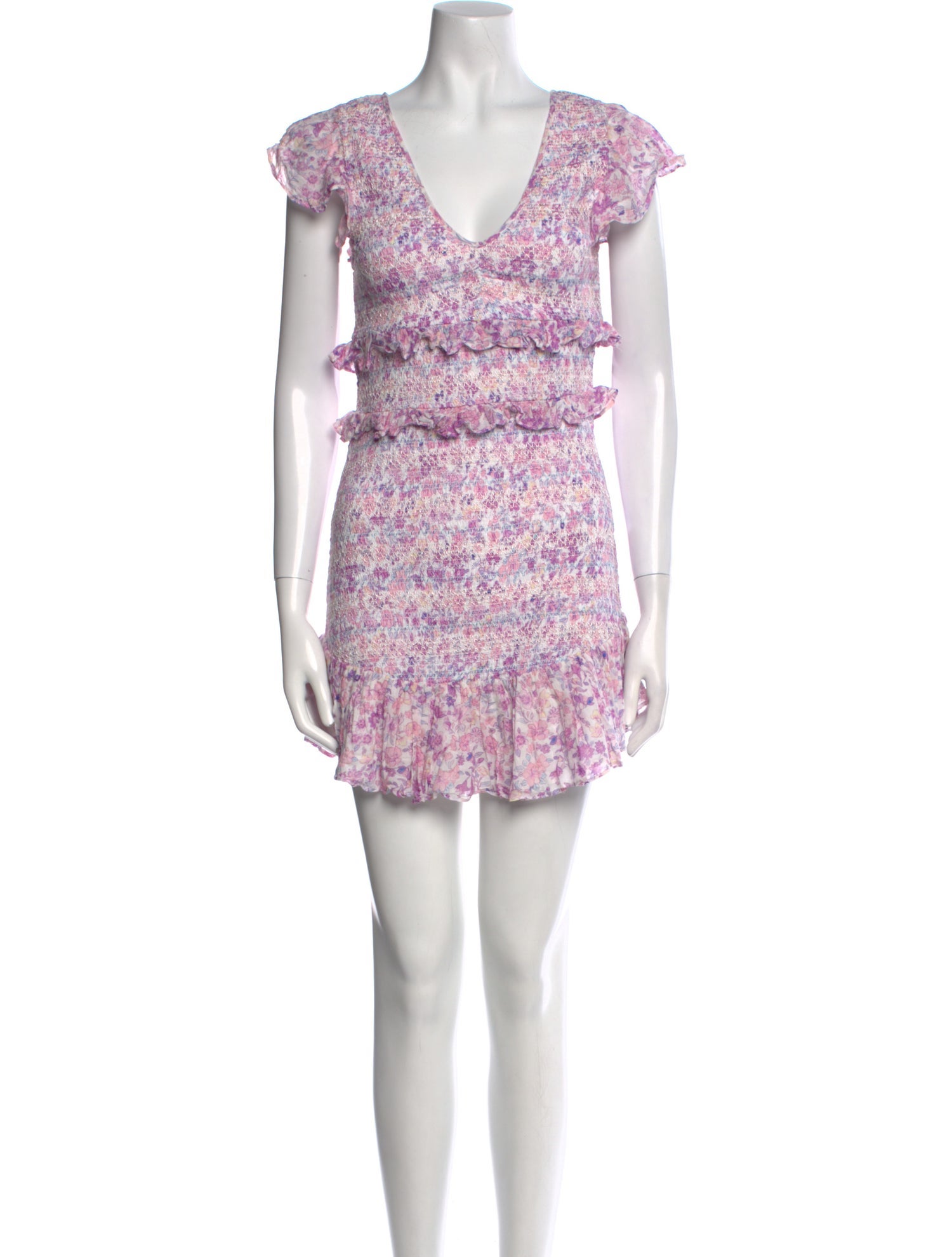 LoveShackFancy Floral Print Mini Dress