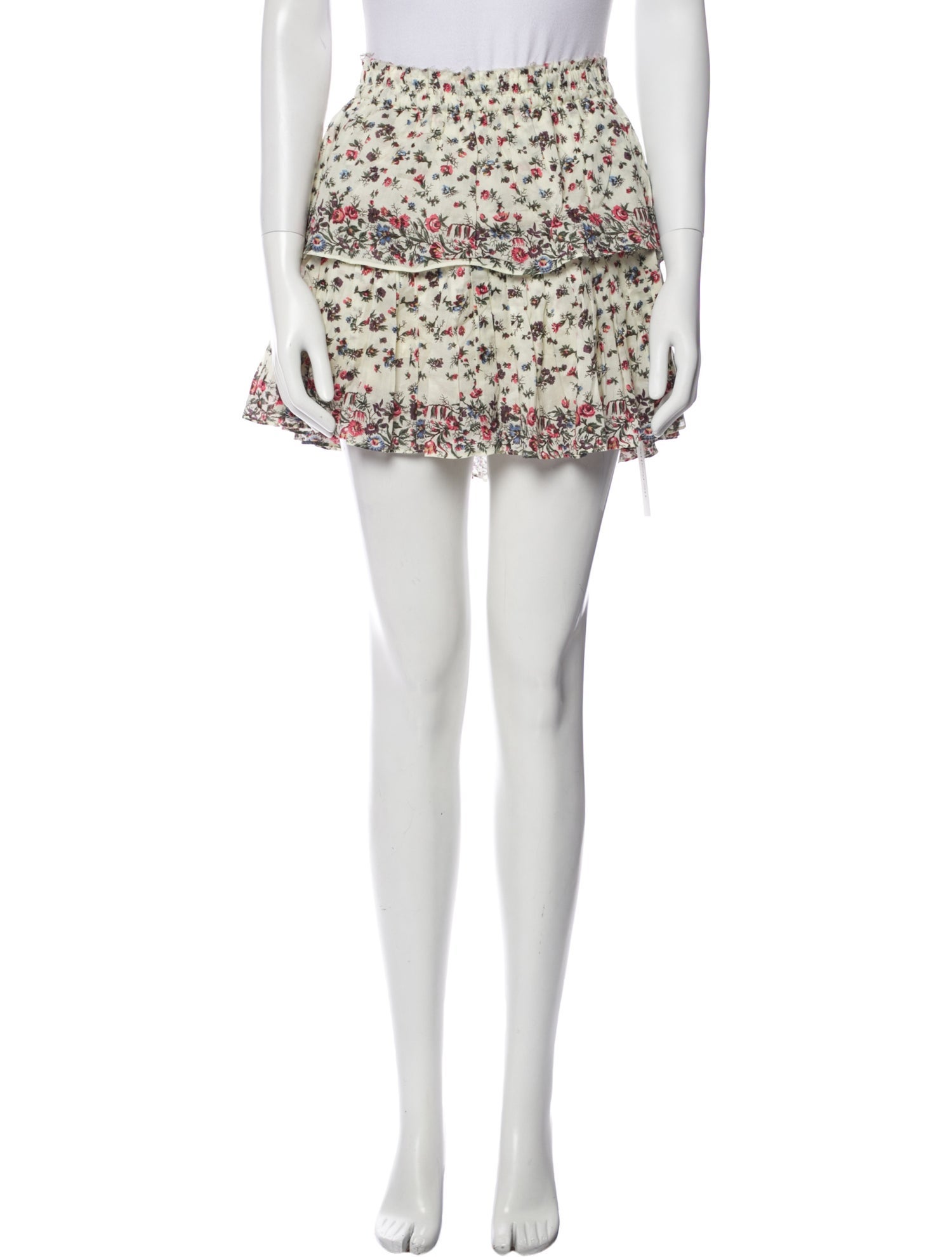 LoveShackFancy Floral Print Mini Skirt