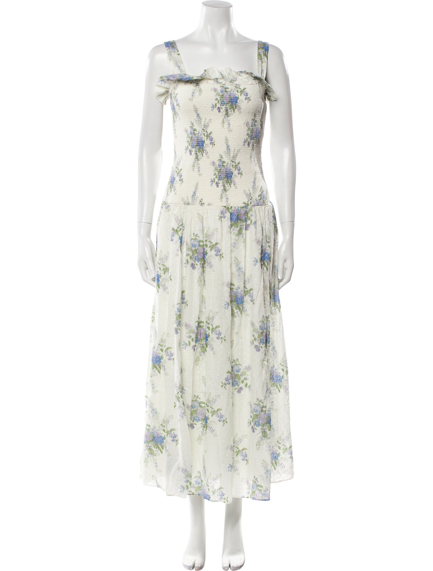 LoveShackFancy Floral Print Long Dress