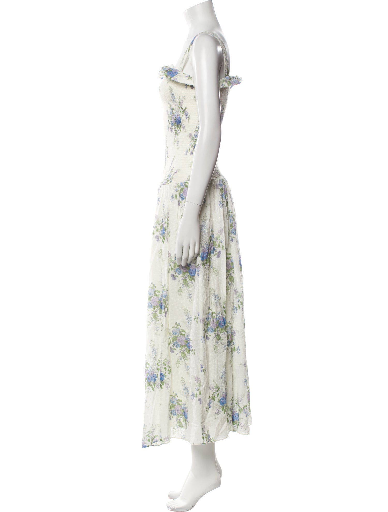 LoveShackFancy Floral Print Long Dress