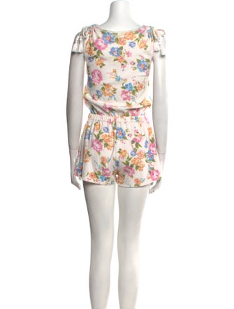 LoveShackFancy Printed V-Neck Romper