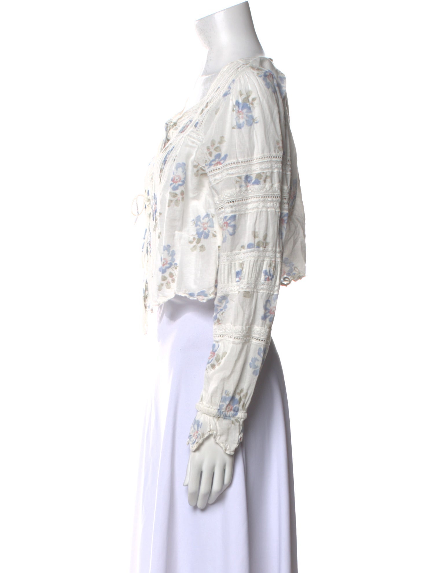 LoveShackFancy Printed Scoop Neck Crop Top