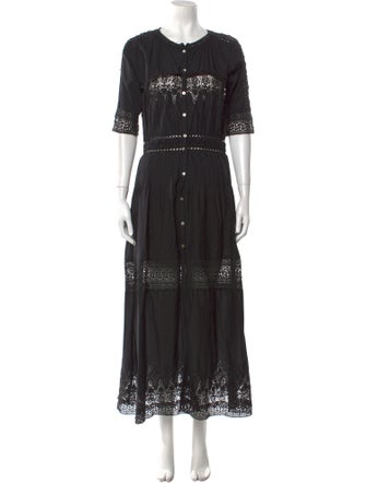 LoveShackFancy Crew Neck Long Dress