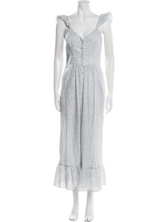 LoveShackFancy Printed V-Neck Jumpsuit