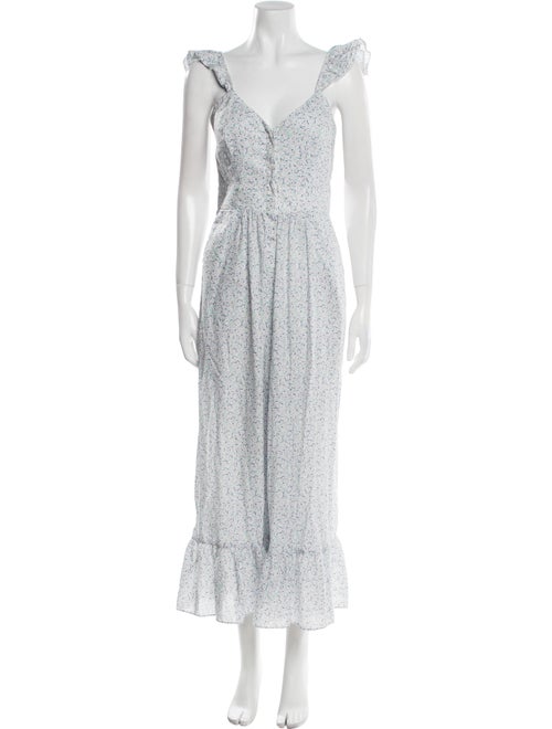 LoveShackFancy Printed V-Neck Jumpsuit