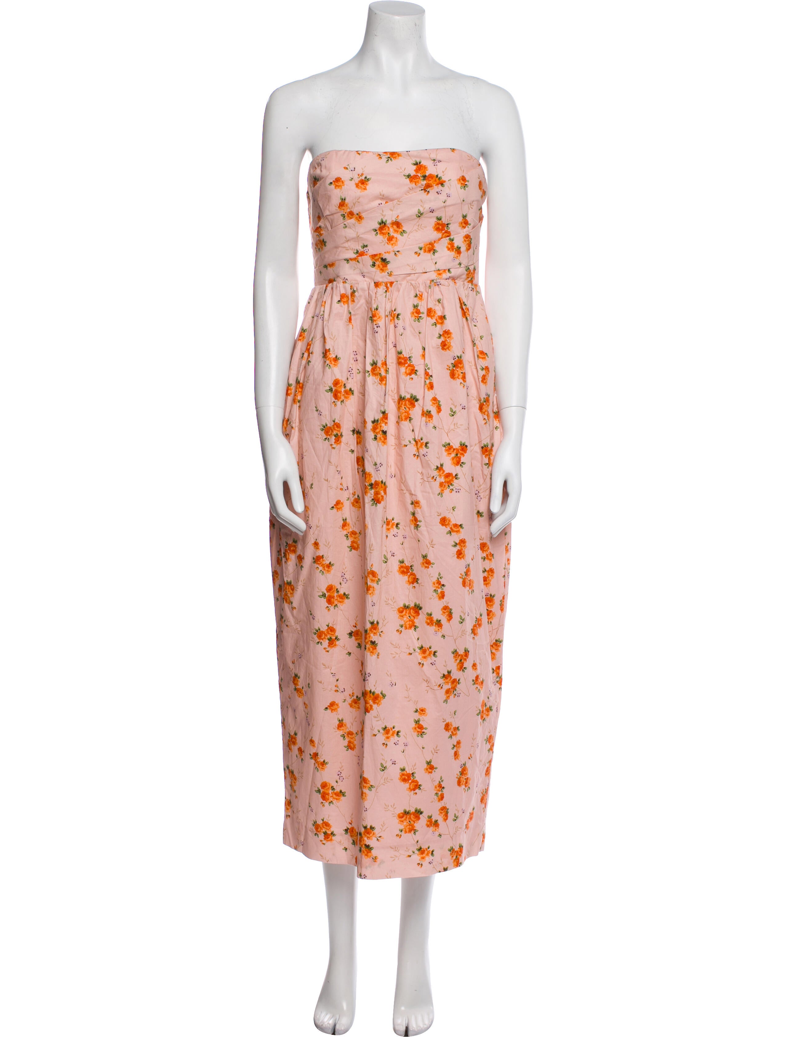 LoveShackFancy Floral Print Midi Length Dress