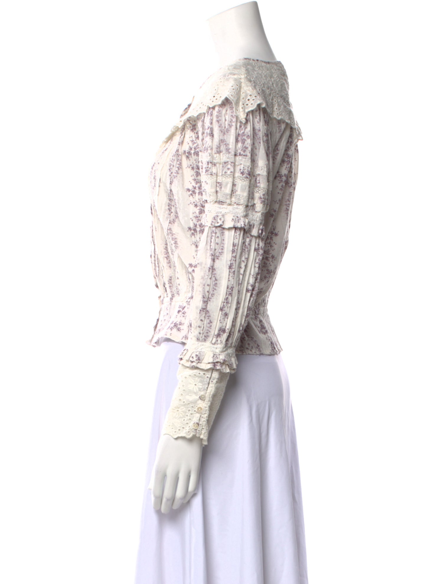 LoveShackFancy Printed Scoop Neck Blouse