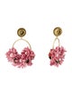 LoveShackFancy Faux Pearl & Fabric Flowers Drop Earrings