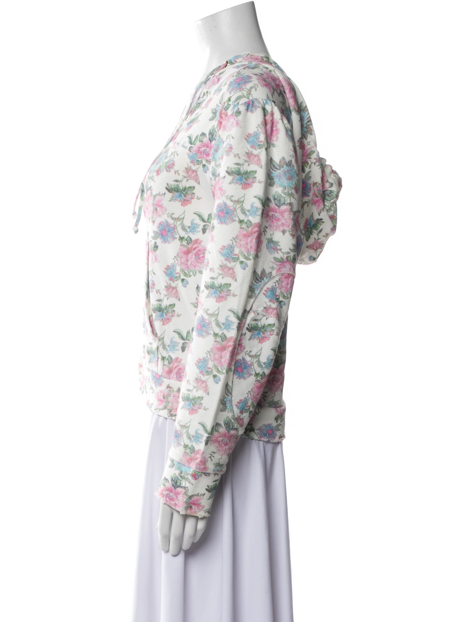 LoveShackFancy Floral Print V-Neck Sweatshirt