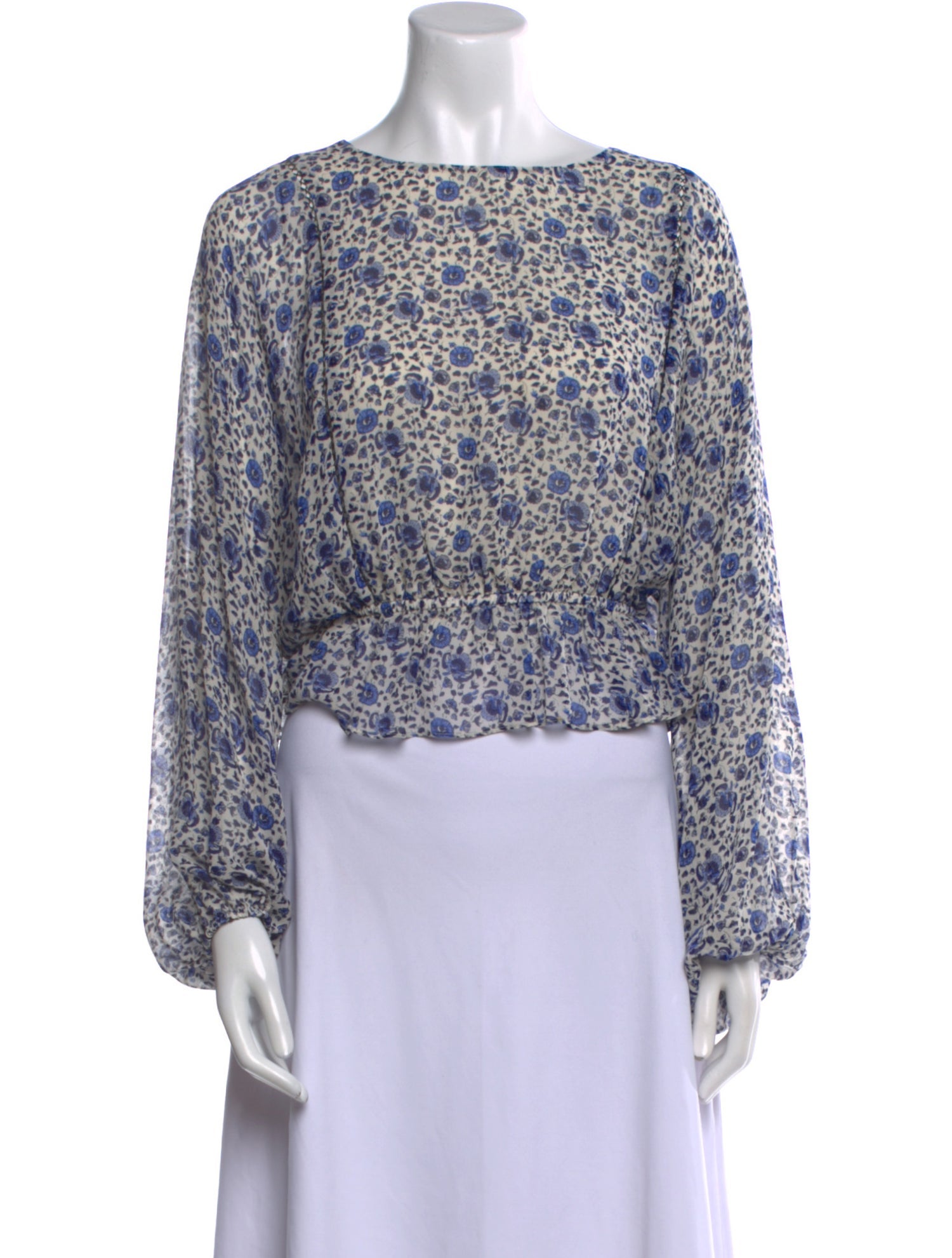 LoveShackFancy Silk Floral Print Crop Top