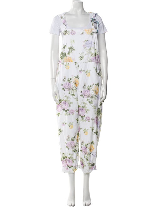 LoveShackFancy Floral Print Square Neckline Jumpsuit