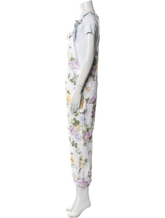 LoveShackFancy Floral Print Square Neckline Jumpsuit