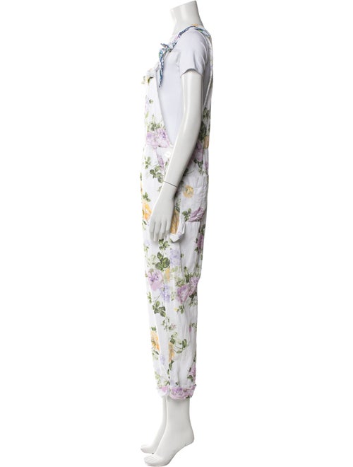LoveShackFancy Floral Print Square Neckline Jumpsuit