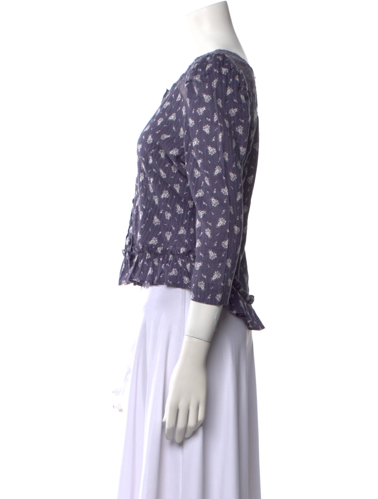 LoveShackFancy Floral Print Scoop Neck Crop Top