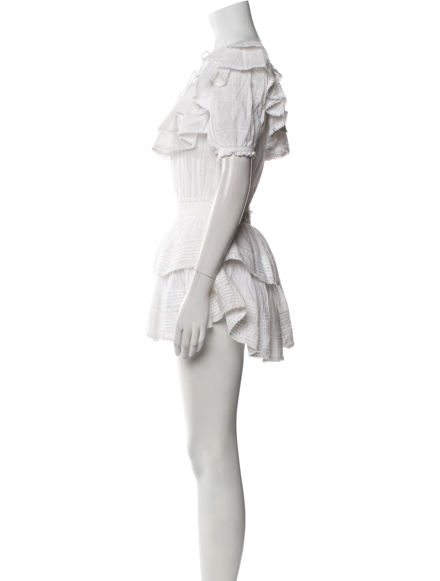 LoveShackFancy Tie Neck Mini Dress