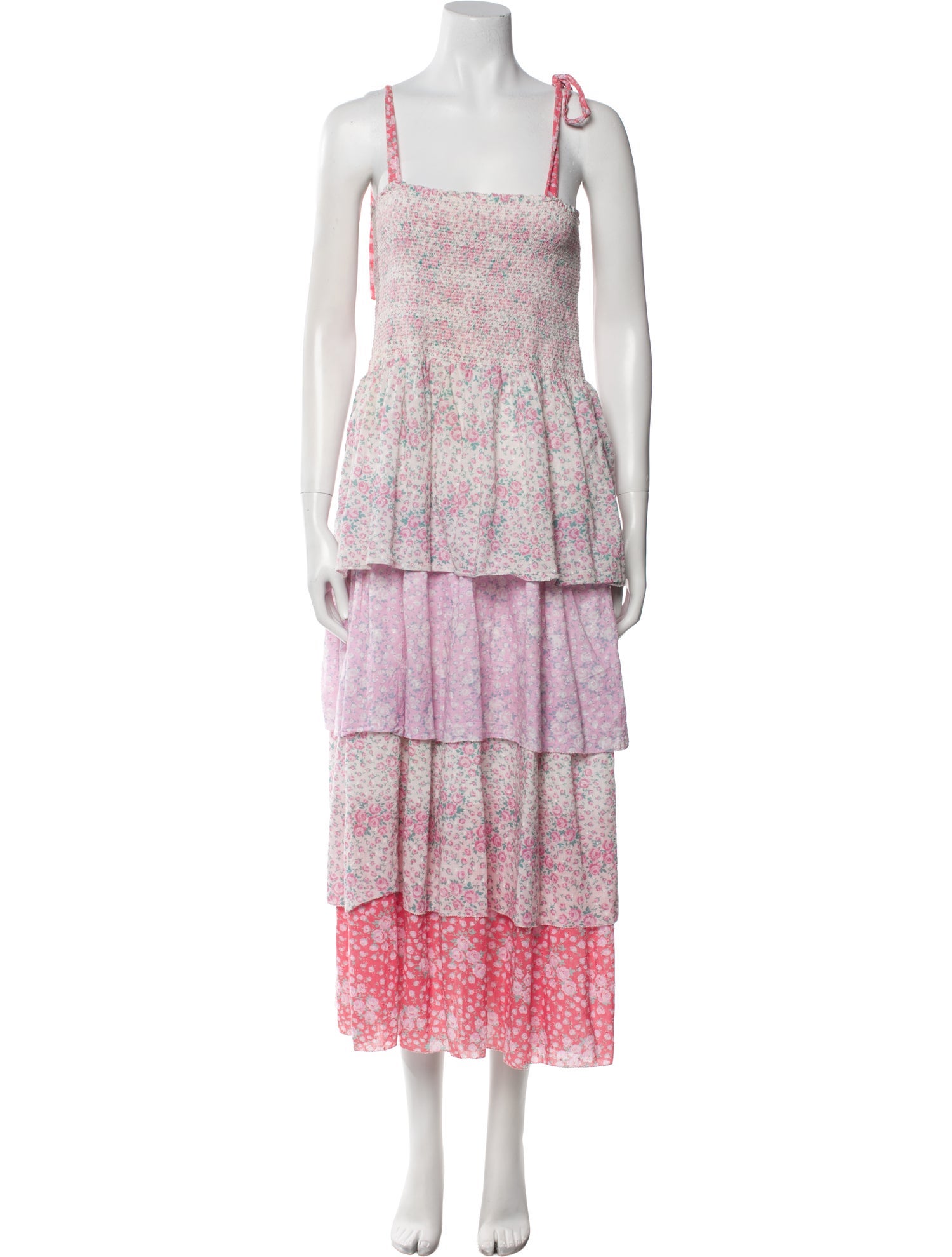 LoveShackFancy Floral Print Long Dress