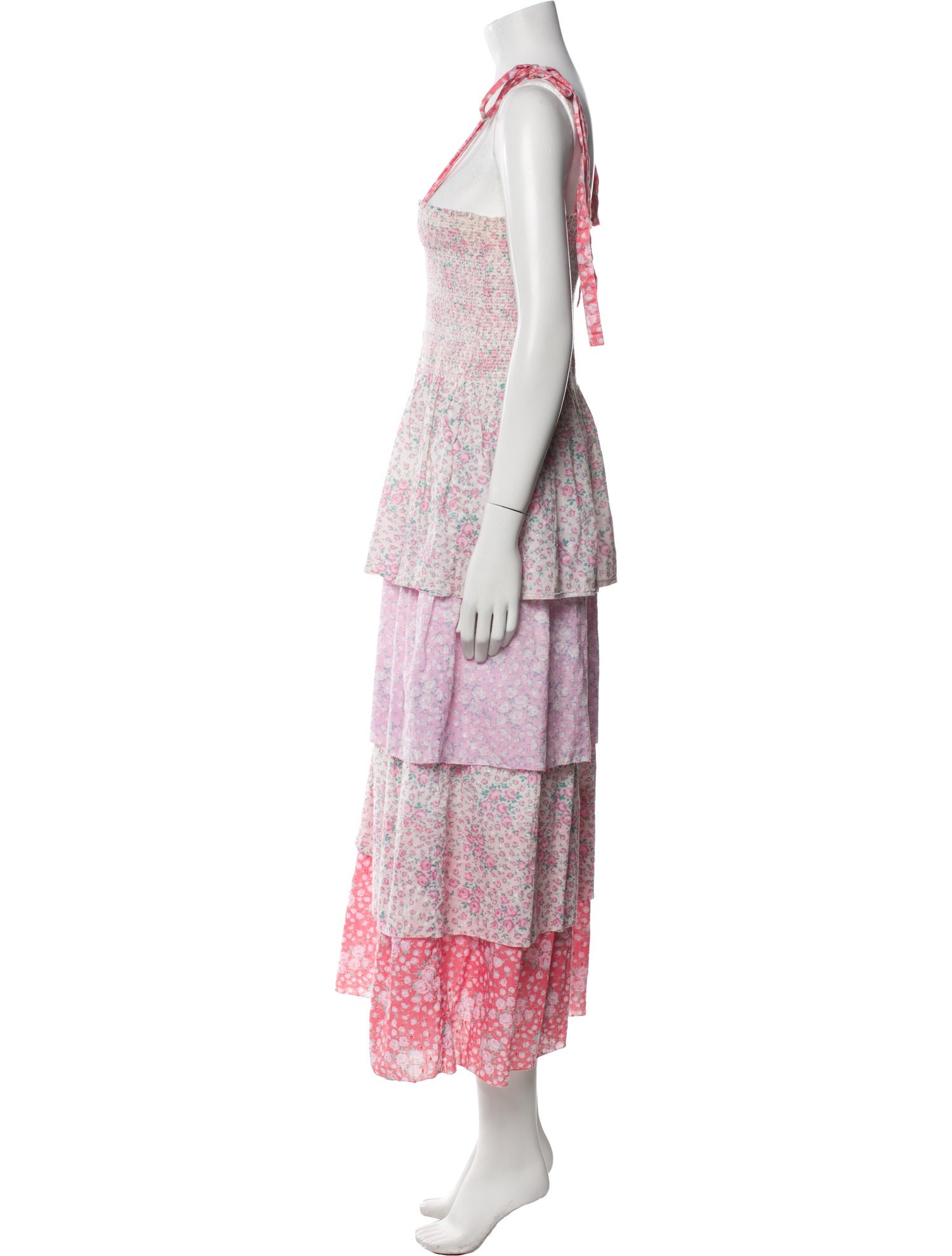 LoveShackFancy Floral Print Long Dress