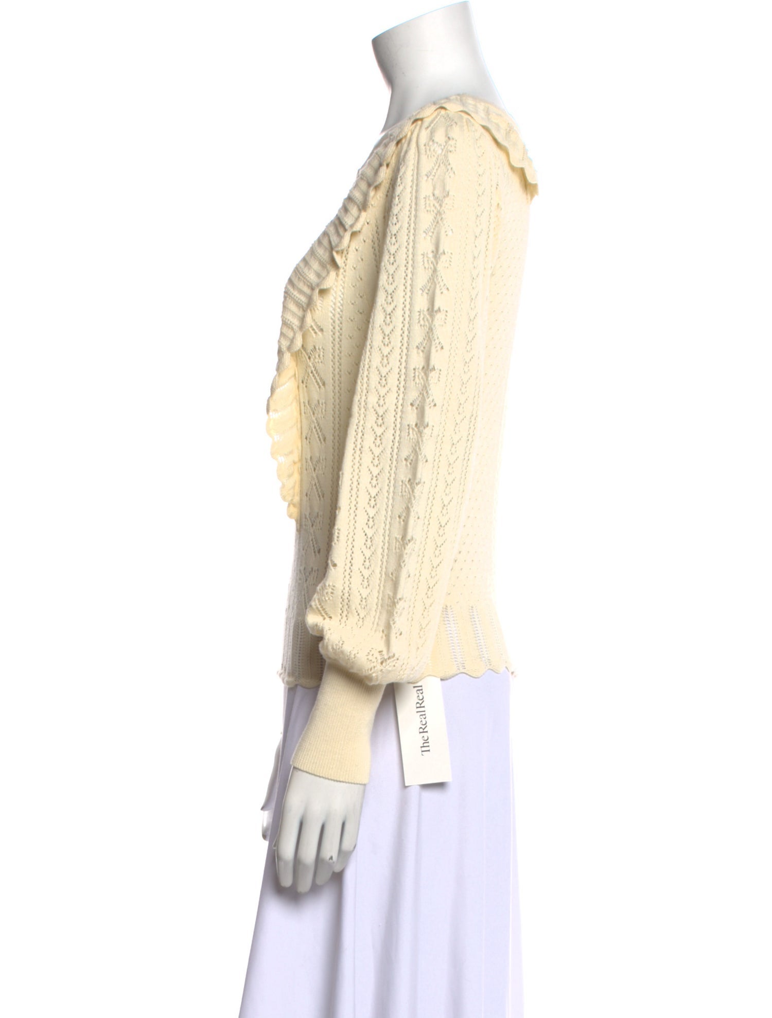 LoveShackFancy Scoop Neck Long Sleeve Top