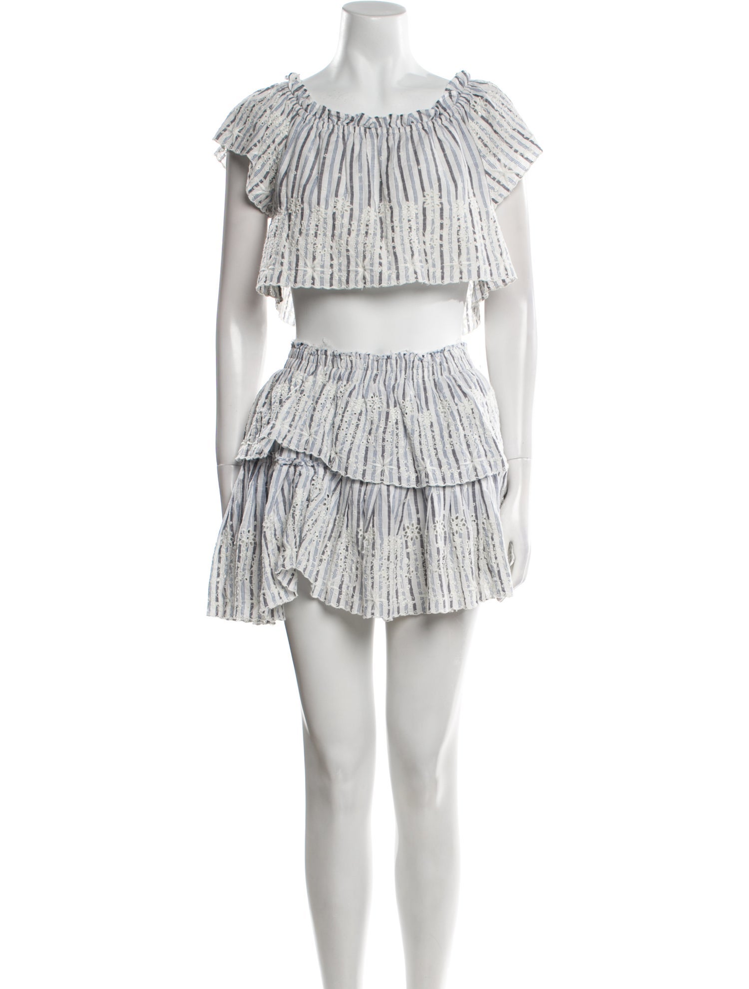 LoveShackFancy Striped Ruffle Embellishment Skirt Set