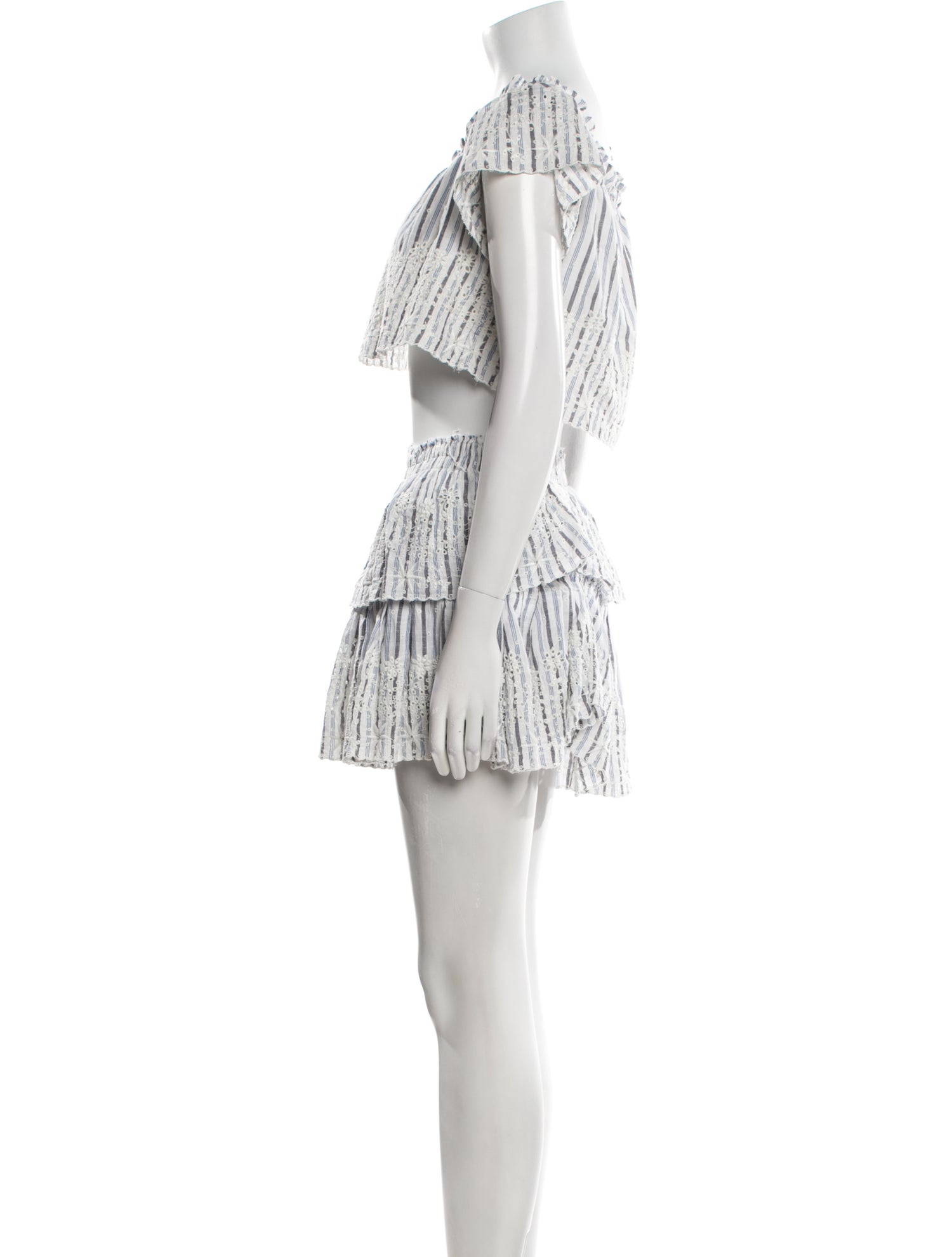 LoveShackFancy Striped Ruffle Embellishment Skirt Set