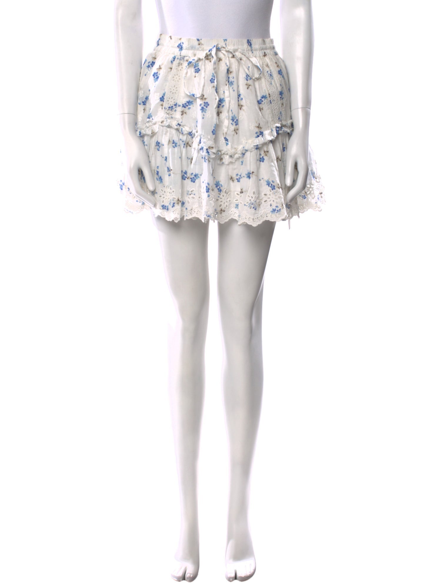 LoveShackFancy Floral Print Mini Skirt