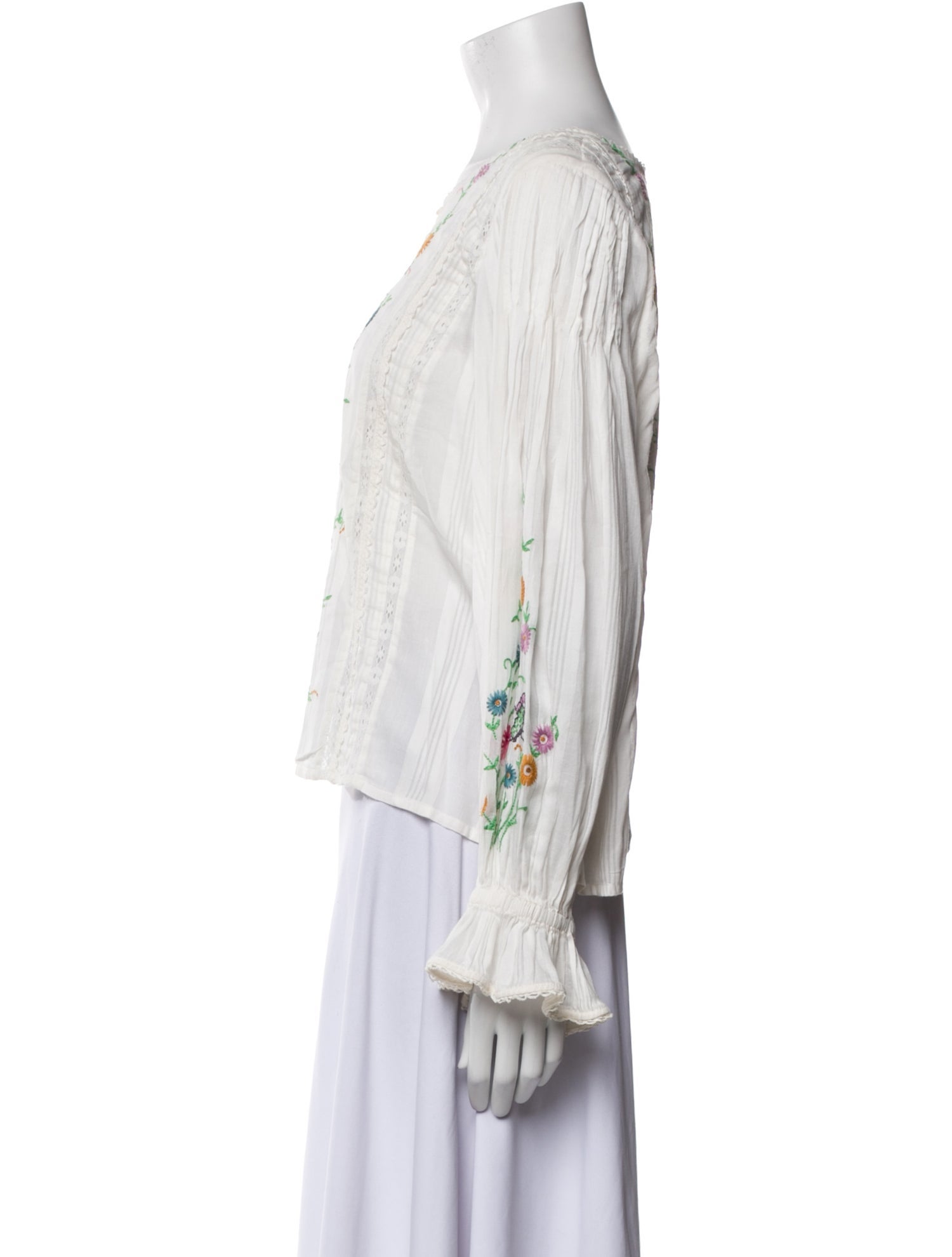 LoveShackFancy Printed Scoop Neck Blouse