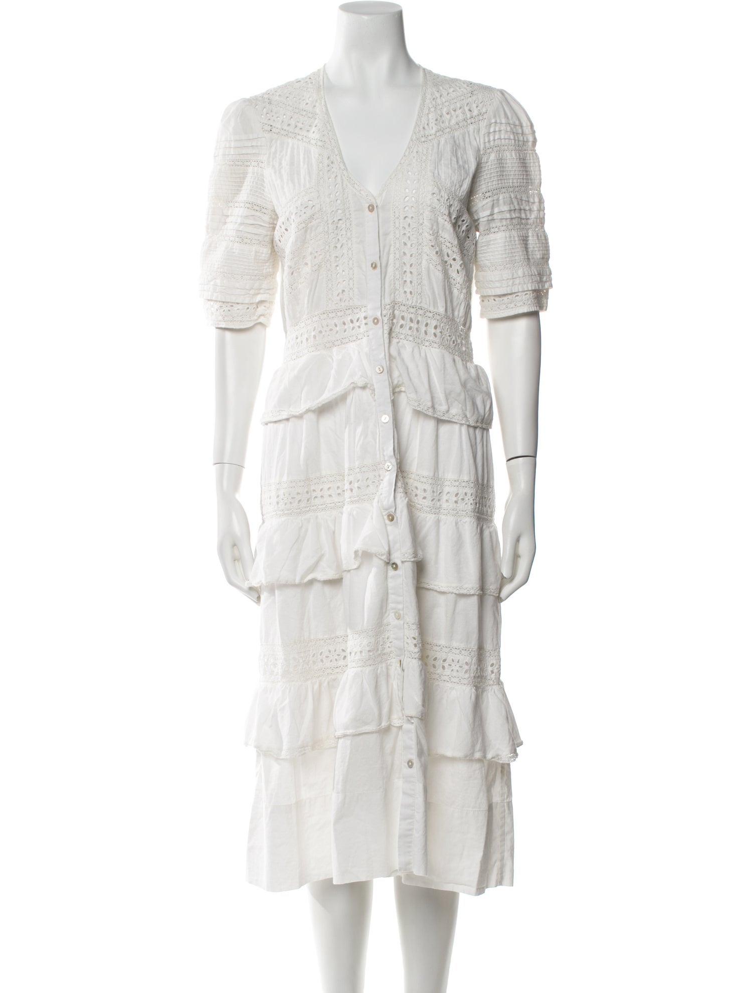 LoveShackFancy V-Neck Midi Length Dress