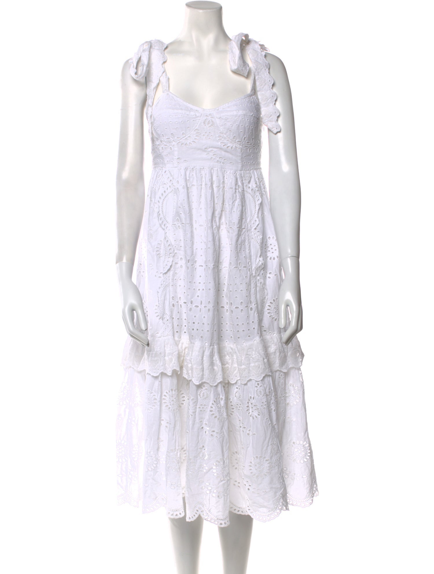 LoveShackFancy Square Neckline Midi Length Dress