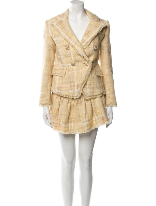 LoveShackFancy Tweed Pattern Ruffle Embellishment Skirt Set