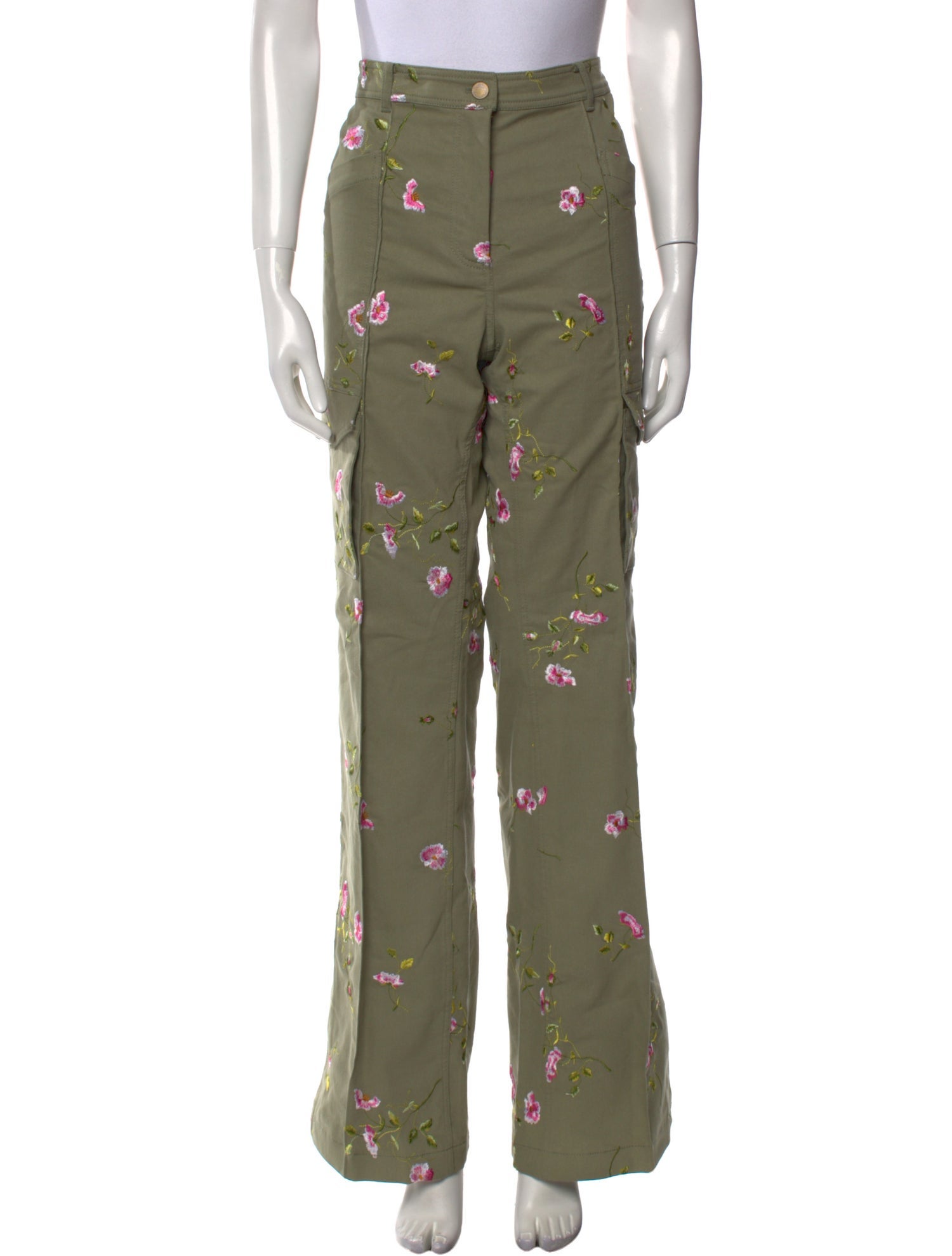 LoveShackFancy Floral Print Straight Leg Pants