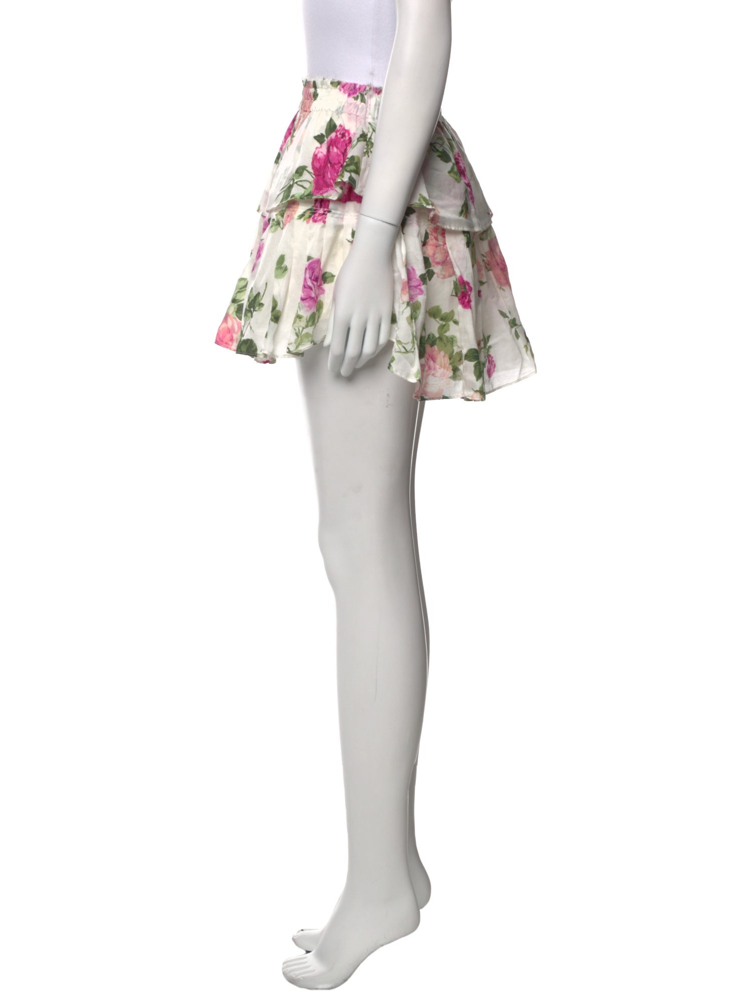 LoveShackFancy Floral Print Mini Skirt