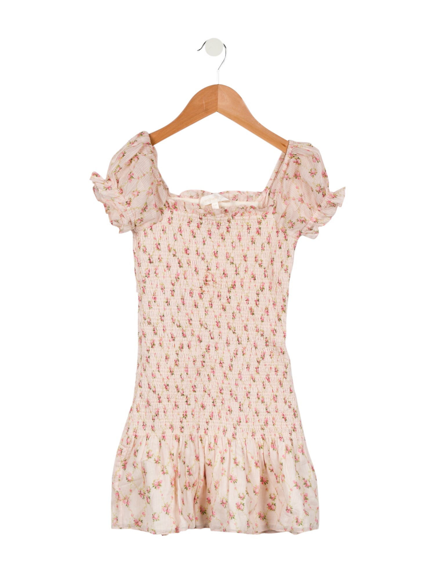 LoveShackFancy Girls' Floral Short Sleeve Dress