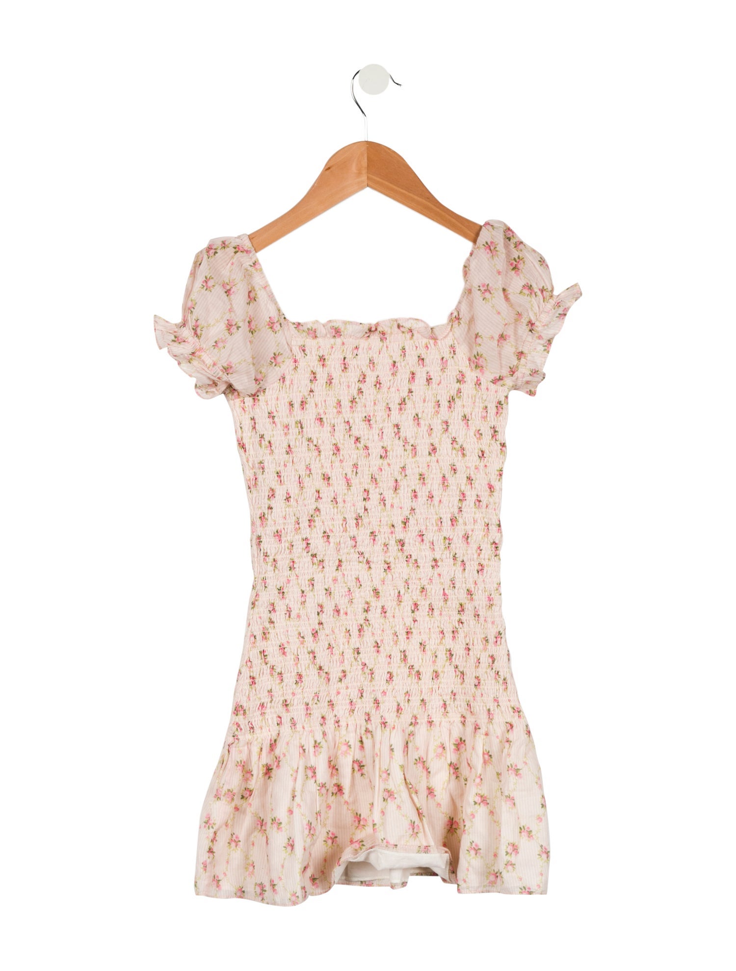 LoveShackFancy Girls' Floral Short Sleeve Dress