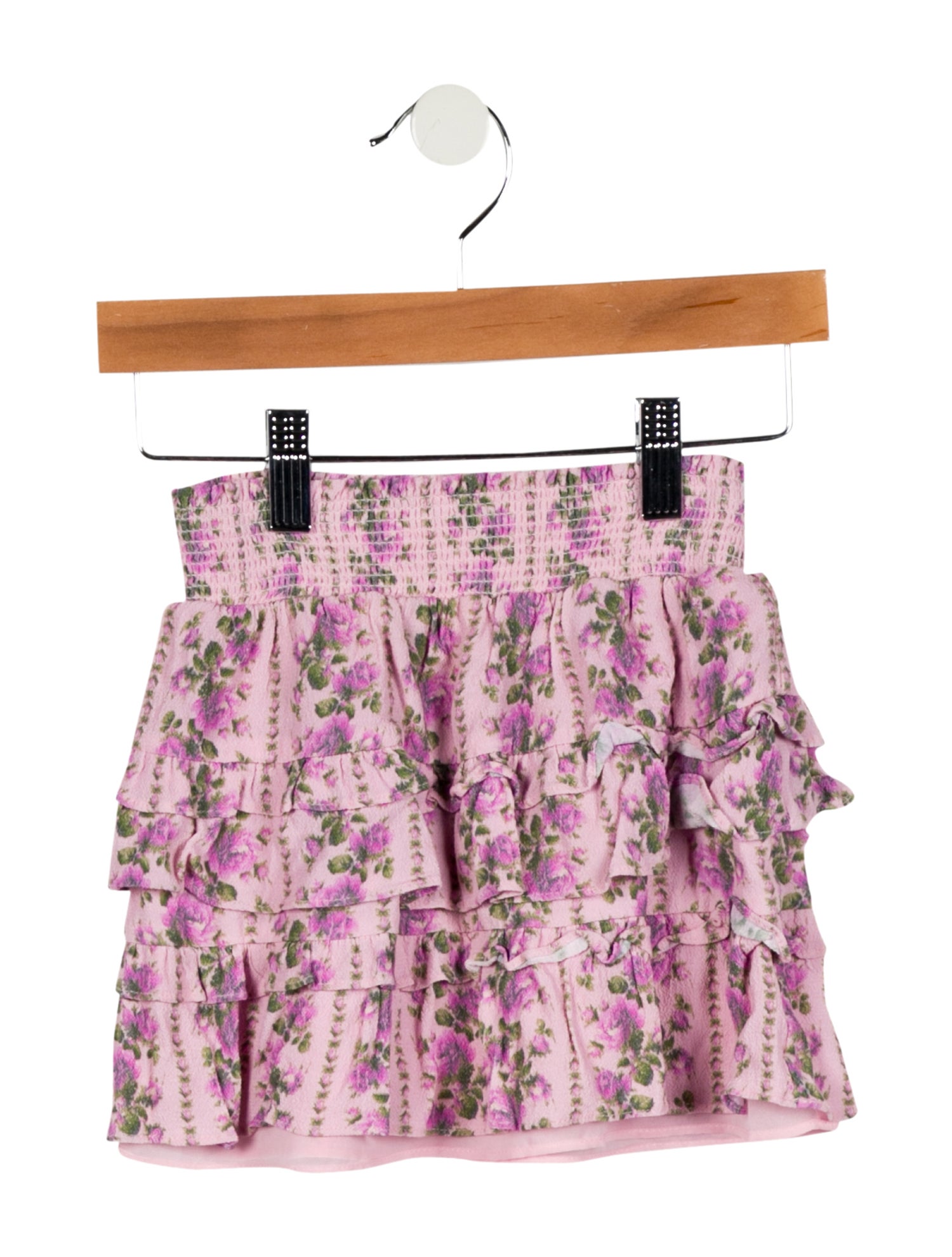 LoveShackFancy Girls' Floral Ruffle Skirt