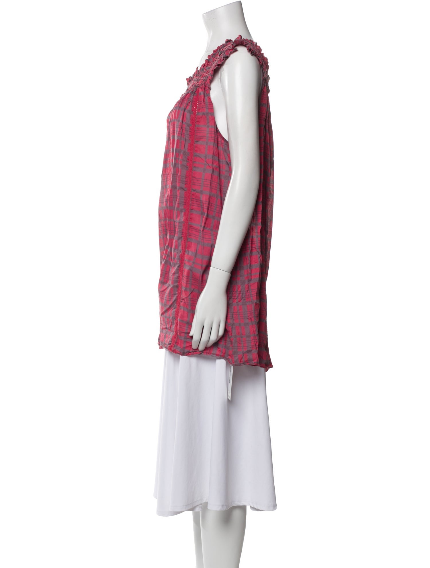 LoveShackFancy Plaid Print Scoop Neck Tunic