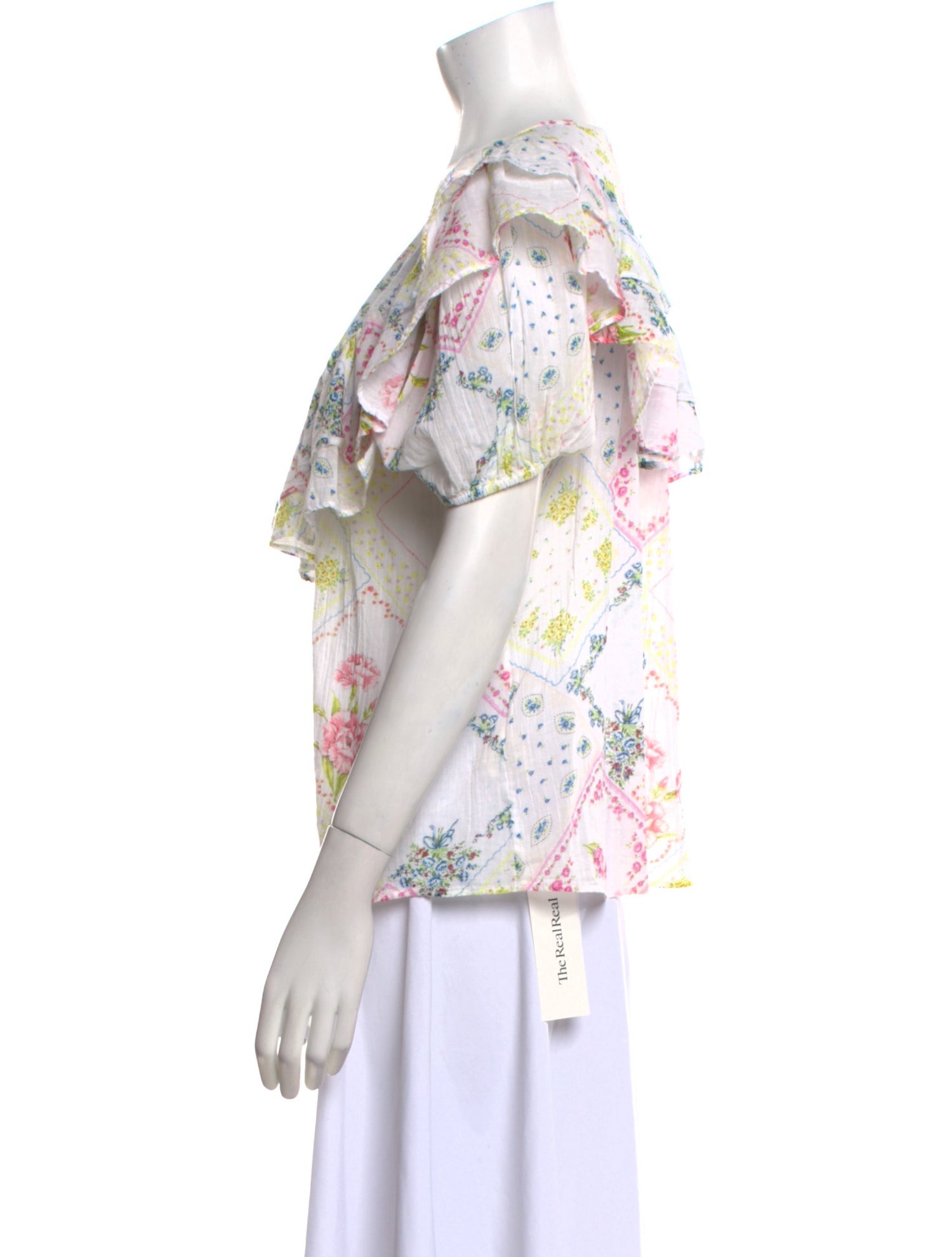 LoveShackFancy Floral Print Scoop Neck Blouse