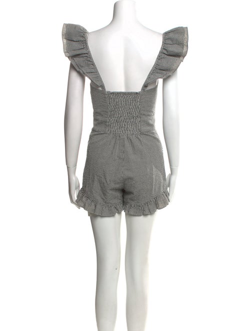 LoveShackFancy Plaid Print Plunge Neckline Romper