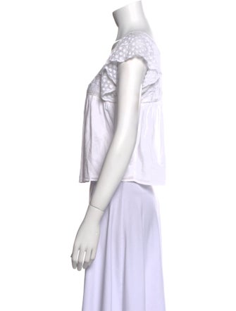 LoveShackFancy Square Neckline Short Sleeve Crop Top