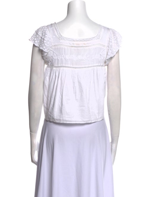 LoveShackFancy Square Neckline Short Sleeve Crop Top