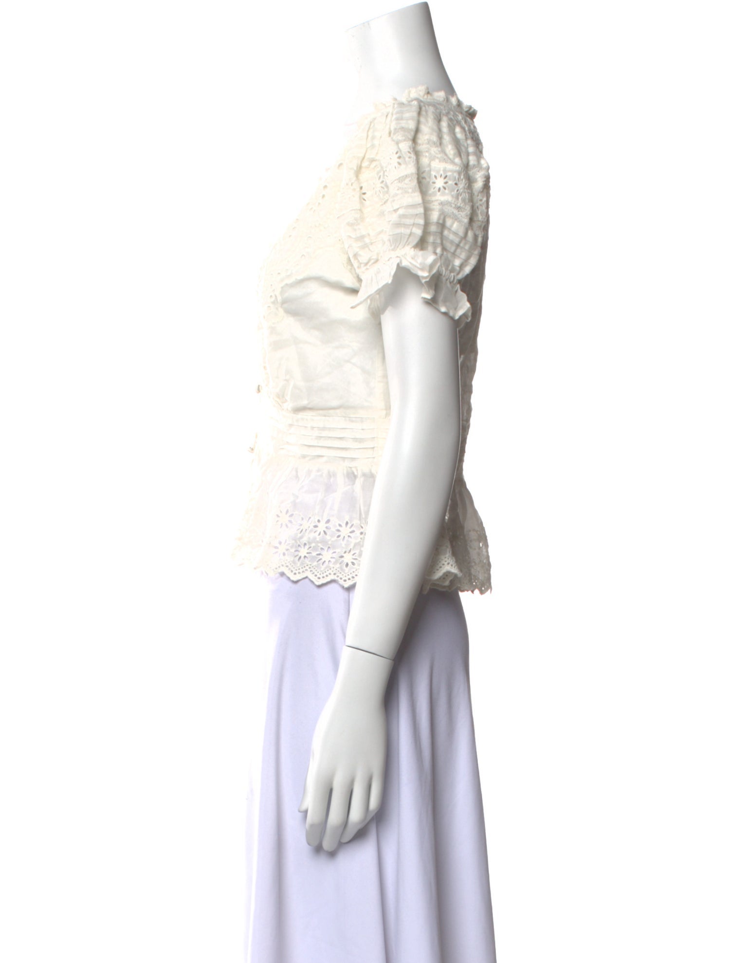 LoveShackFancy Lace Pattern V-Neck Crop Top