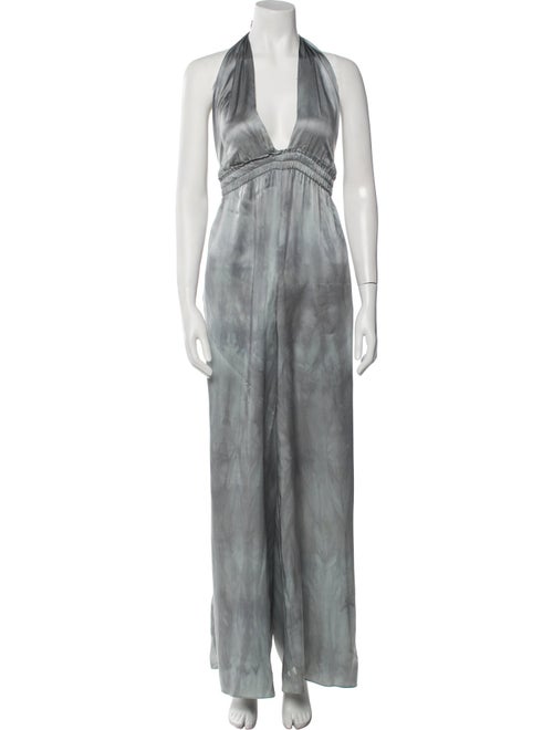 LoveShackFancy Silk Plunge Neckline Jumpsuit