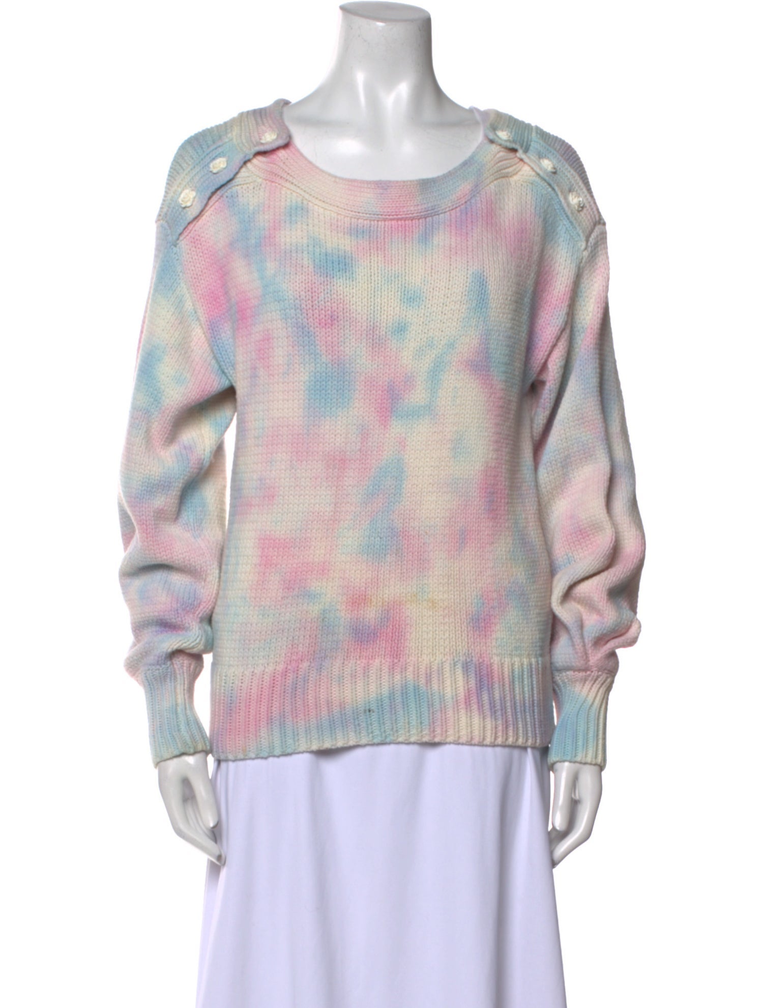LoveShackFancy Tie-Dye Print Scoop Neck Sweater