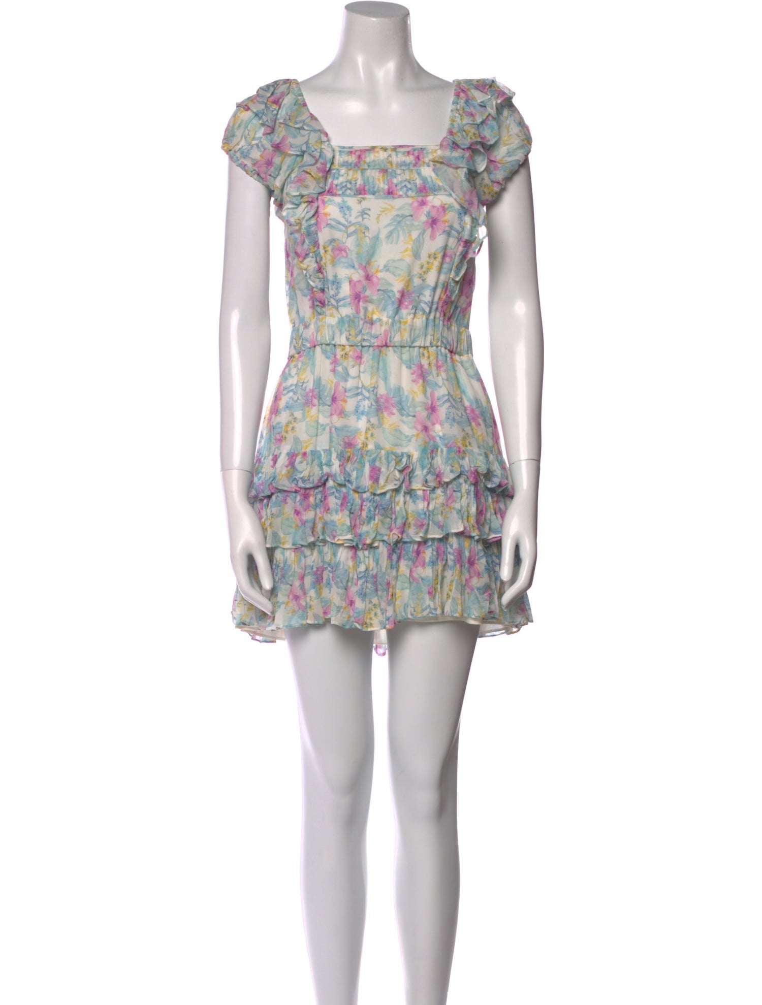 LoveShackFancy Floral Print Mini Dress