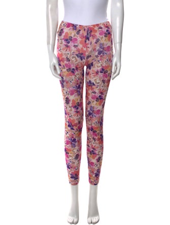 LoveShackFancy Floral Print Skinny Leg Pants